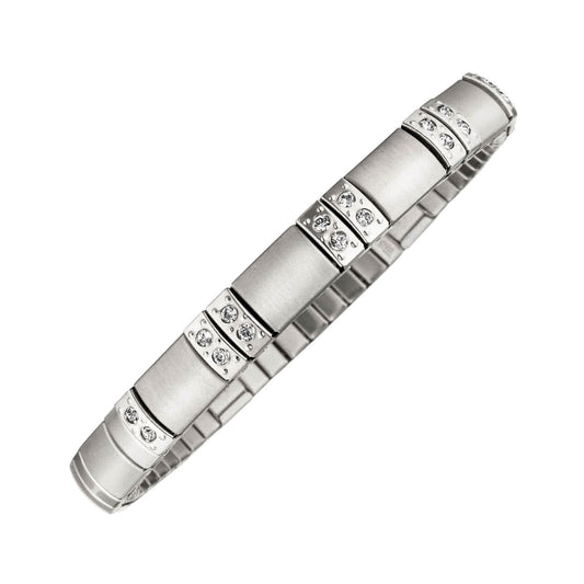 Bracelet magnétique flexi motif mat-brillant avec cristaux